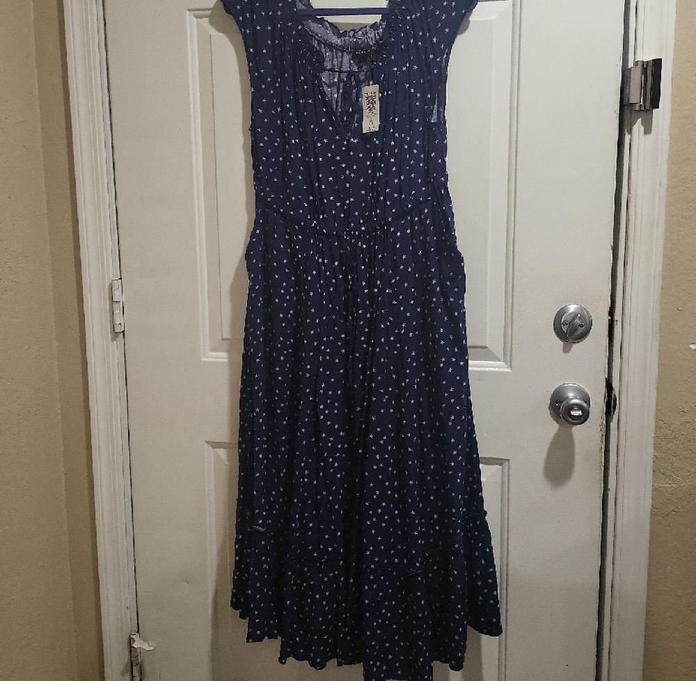 Torrid Blue and White Flutter Sleeve Sundress